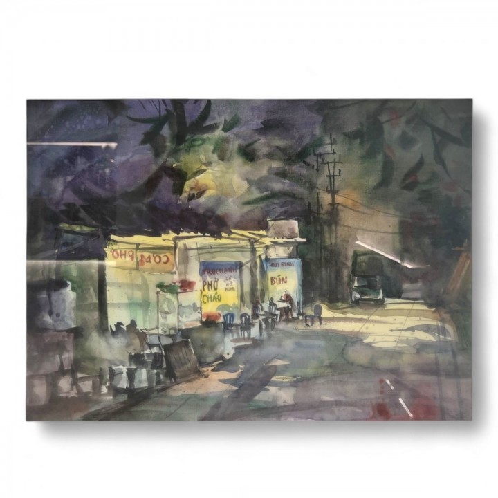 Hand painted  - Night street( DA LAT 2)